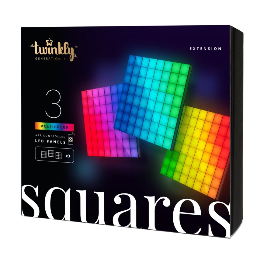 Twinkly - SETTI 3xLED RGB Himmennyspaneeli SQUARES 64xLED 16x16 cm Wi-Fi
