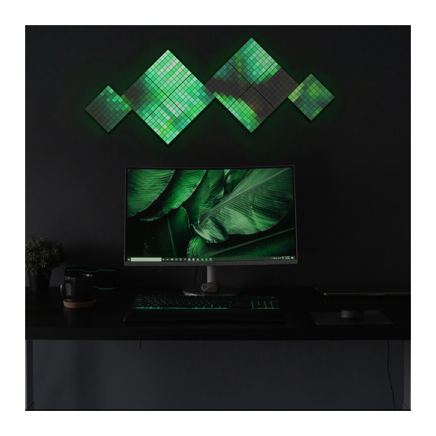 Twinkly - SETTI 6xLED RGB Himmennyspaneeli SQUARES 64xLED 16x16 cm Wi-Fi
