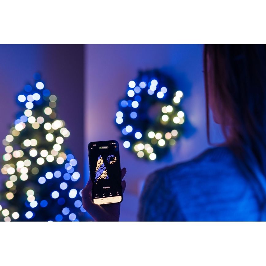 Twinkly - LED RGB Himmennettävä jouluseppele PRE-LIT WREATH 50xLED halkaisija 61cm Wi-Fi