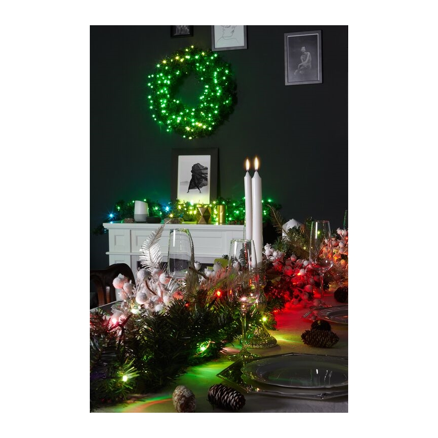 Twinkly - LED RGB Himmennettävä jouluseppele PRE-LIT WREATH 50xLED halkaisija 61cm Wi-Fi