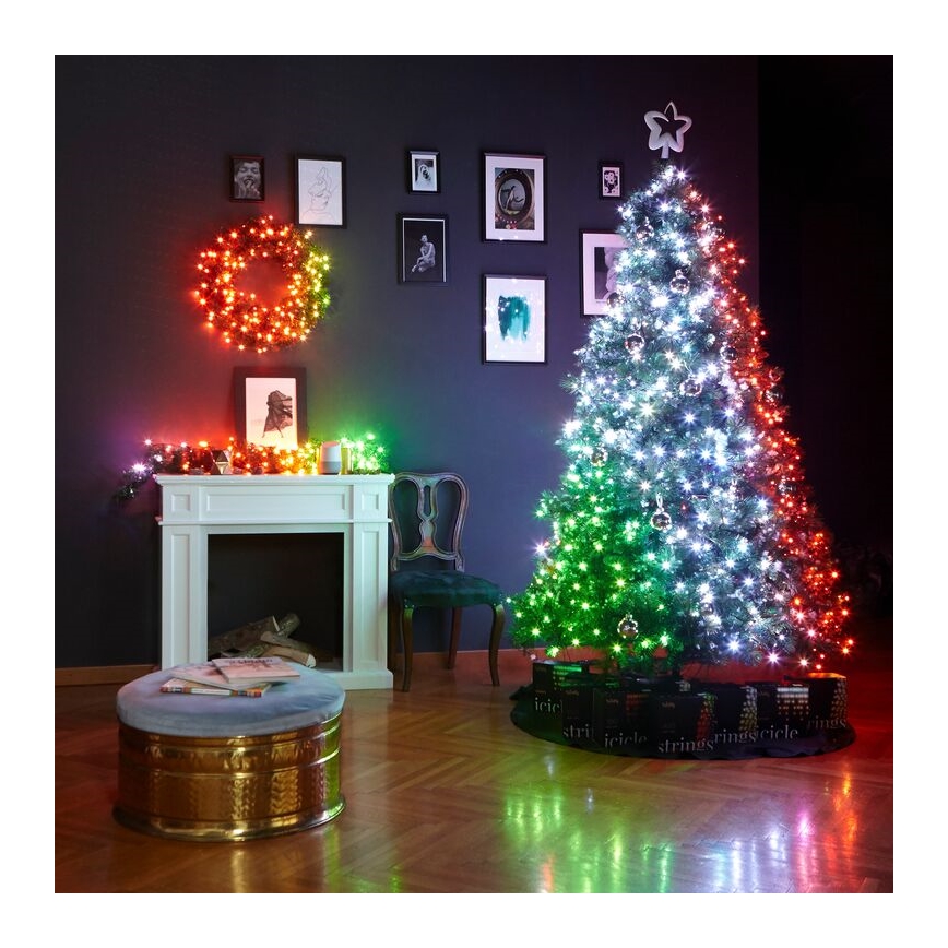 Twinkly - LED RGB Himmennettävä jouluseppele PRE-LIT WREATH 50xLED halkaisija 61cm Wi-Fi