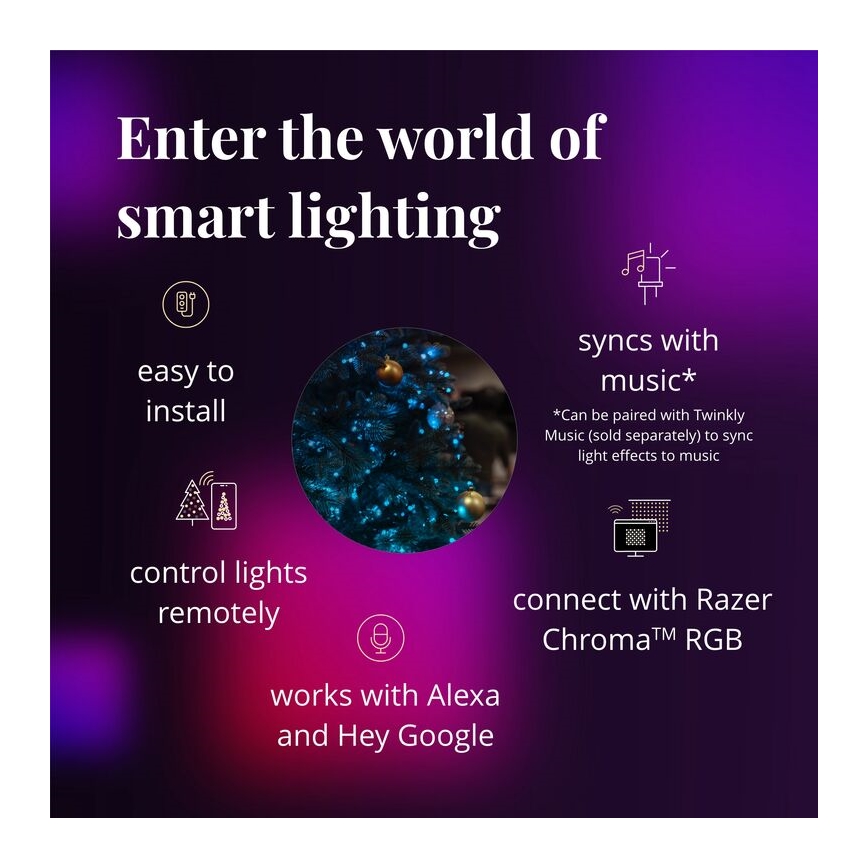 Twinkly - LED RGB Himmennettävä jouluseppele PRE-LIT WREATH 50xLED halkaisija 61cm Wi-Fi