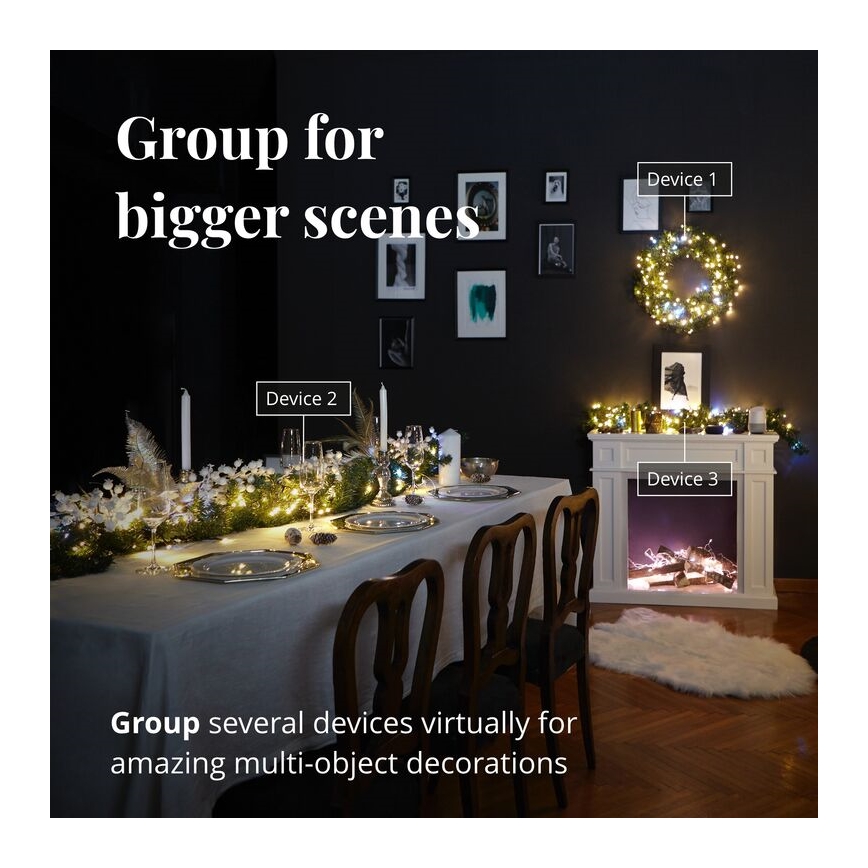 Twinkly - LED RGB Himmennettävä jouluseppele PRE-LIT WREATH 50xLED halkaisija 61cm Wi-Fi