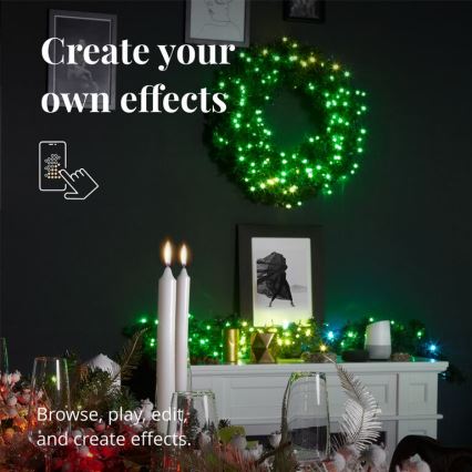 Twinkly - LED RGB Himmennettävä jouluseppele PRE-LIT WREATH 50xLED halkaisija 61cm Wi-Fi