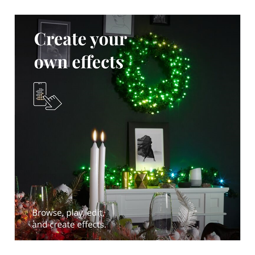 Twinkly - LED RGB Himmennettävä jouluseppele PRE-LIT WREATH 50xLED halkaisija 61cm Wi-Fi
