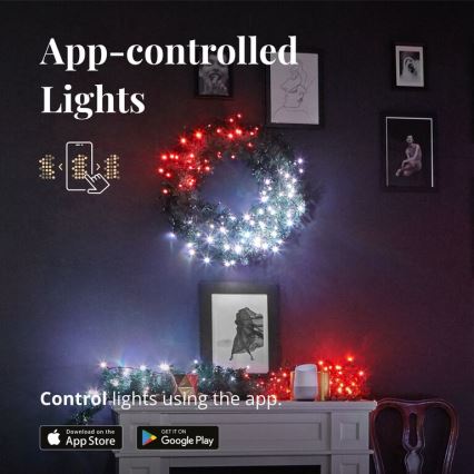 Twinkly - LED RGB Himmennettävä jouluseppele PRE-LIT WREATH 50xLED halkaisija 61cm Wi-Fi