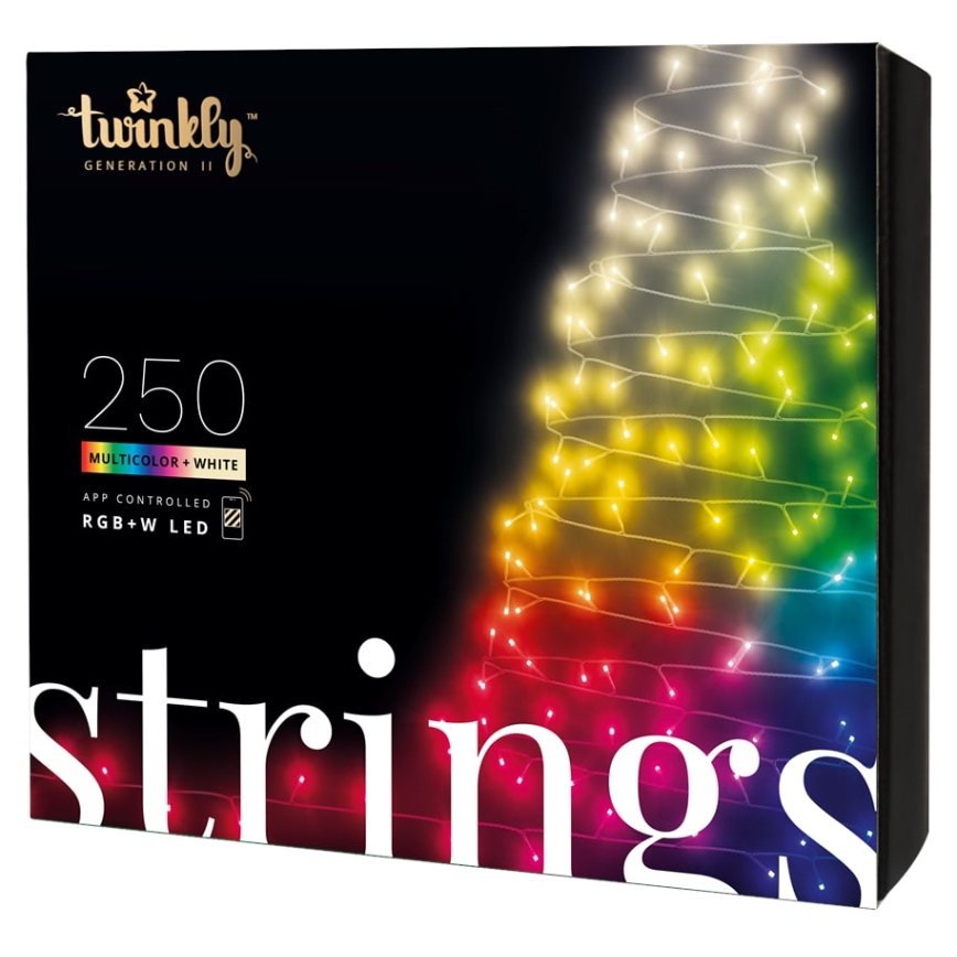 Twinkly - LED RGBW Himmennettävä ulko Jouluketju STRINGS 250xLED 23,5m IP44 Wi-Fi