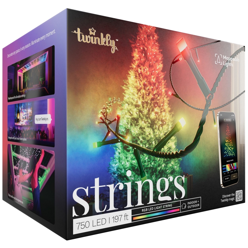 Twinkly - LED RGB Himmennettävä ulko Jouluketju STRINGS 750xLED 63,5m IP44 Wi-Fi