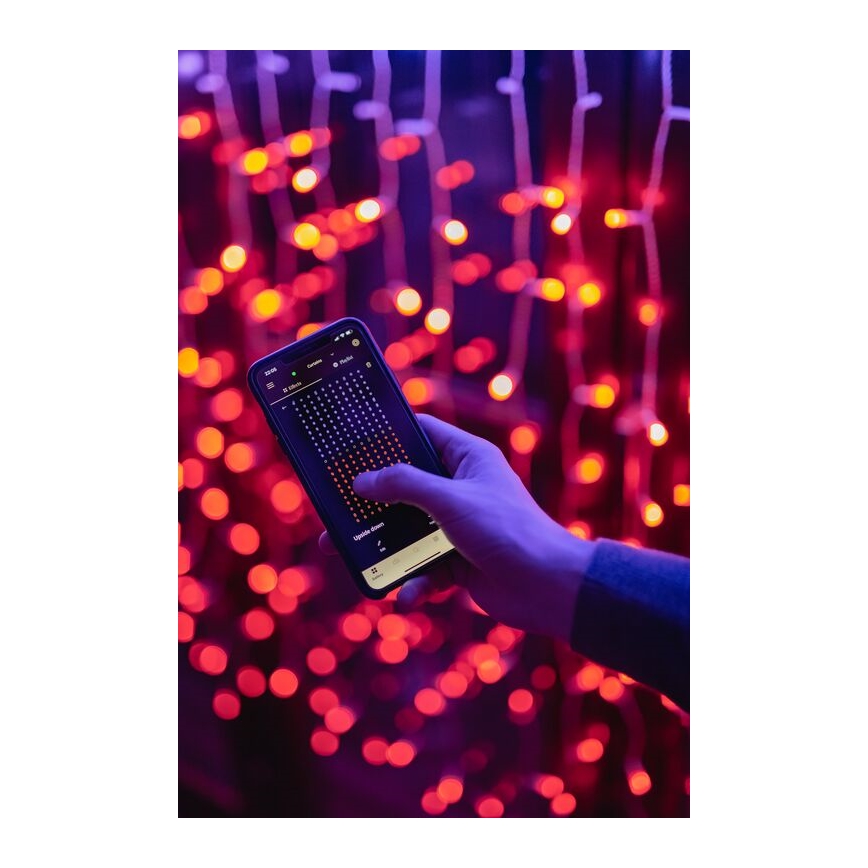 Twinkly - LED RGBW Himmennettävä ulko Valoverho CURTAIN 210xLED 6,1m IP44 Wi-Fi