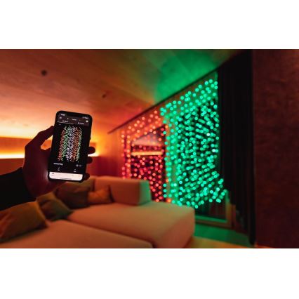 Twinkly - LED RGBW Himmennettävä ulko Valoverho CURTAIN 210xLED 6,1m IP44 Wi-Fi