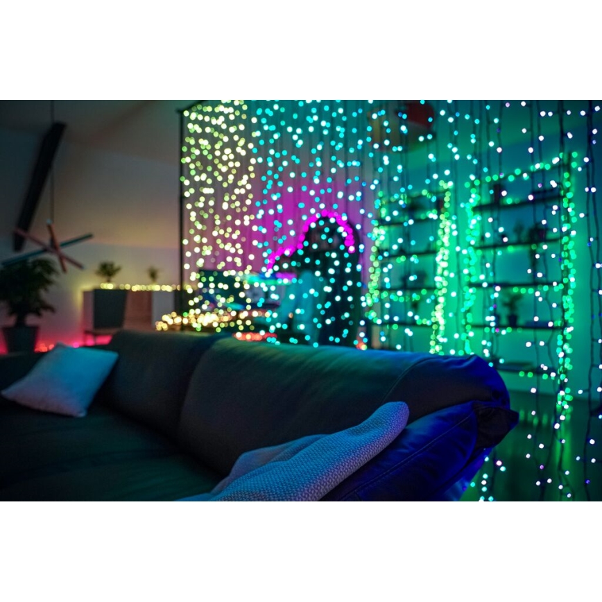 Twinkly - LED RGBW Himmennettävä ulko Valoverho CURTAIN 210xLED 6,1m IP44 Wi-Fi
