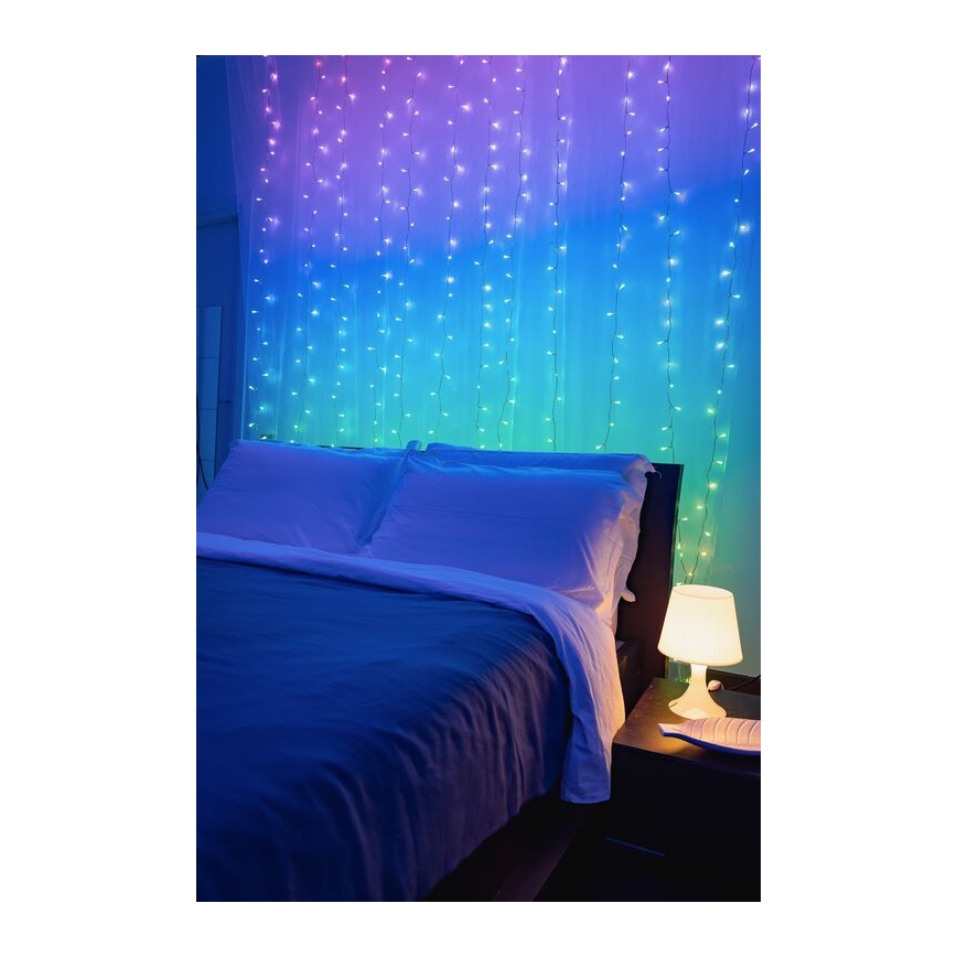 Twinkly - LED RGBW Himmennettävä ulko Valoverho CURTAIN 210xLED 6,1m IP44 Wi-Fi
