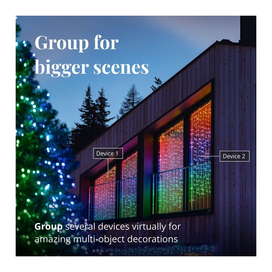 Twinkly - LED RGBW Himmennettävä ulko Valoverho CURTAIN 210xLED 6,1m IP44 Wi-Fi