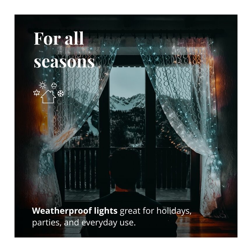Twinkly - LED RGBW Himmennettävä ulko Valoverho CURTAIN 210xLED 6,1m IP44 Wi-Fi