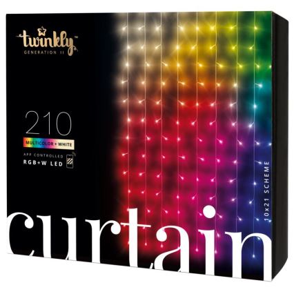 Twinkly - LED RGBW Himmennettävä ulko Valoverho CURTAIN 210xLED 6,1m IP44 Wi-Fi