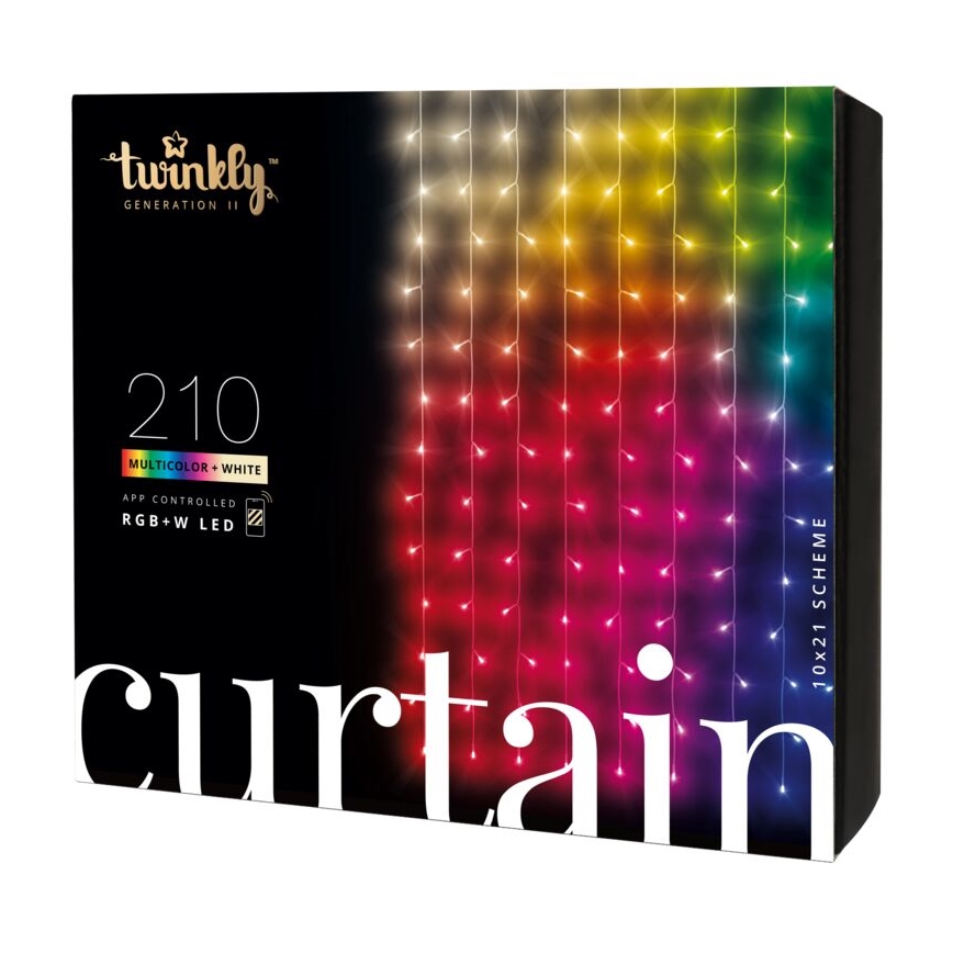 Twinkly - LED RGBW Himmennettävä ulko Valoverho CURTAIN 210xLED 6,1m IP44 Wi-Fi
