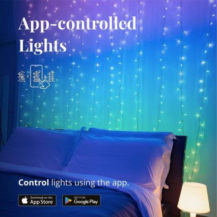 Twinkly - LED RGBW himmennettävä ulkokäyttöön tarkoitettu joulukoristeverho CURTAIN 210xLED 6,1m IP44 Wi-Fi