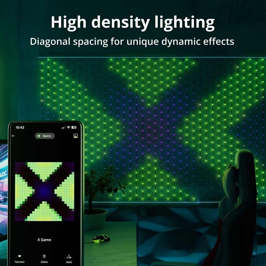 Twinkly TWW480STP-TEU - LED RGB Himmennettävä jouluverho LED 1x1m Wi-Fi