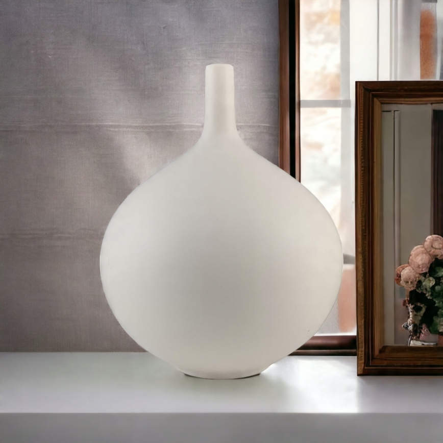 Tyylikäs keramiikkamaljakko 24 cm, valkoinen