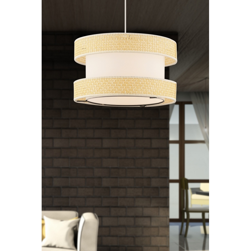 Tyylikäs riippuvalaisin HALO johdolla, 1xE27/60W/230V, kerma/beige