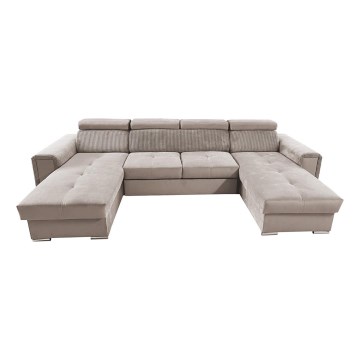 U-muotoinen avattava kulmasohva säilytystilalla SALVADA beige