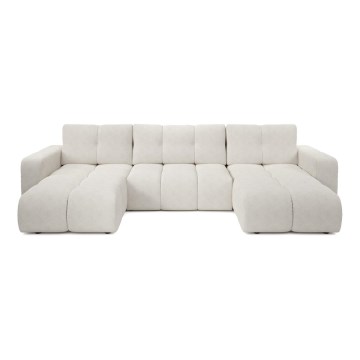 U-muotoinen avattava verhoiltu kulmasohva säilytystilalla ALMADA beige