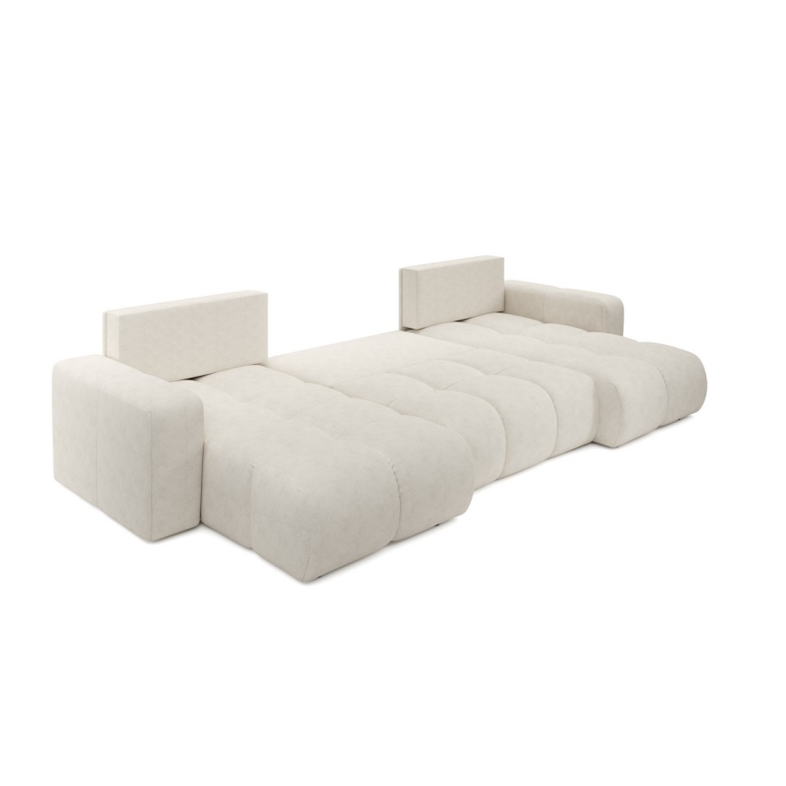 U-muotoinen avattava verhoiltu kulmasohva säilytystilalla ALMADA beige