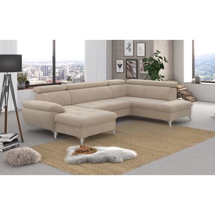 Kulmasohva U-mallinen CATANIA, oikea, beige, säilytystilalla
