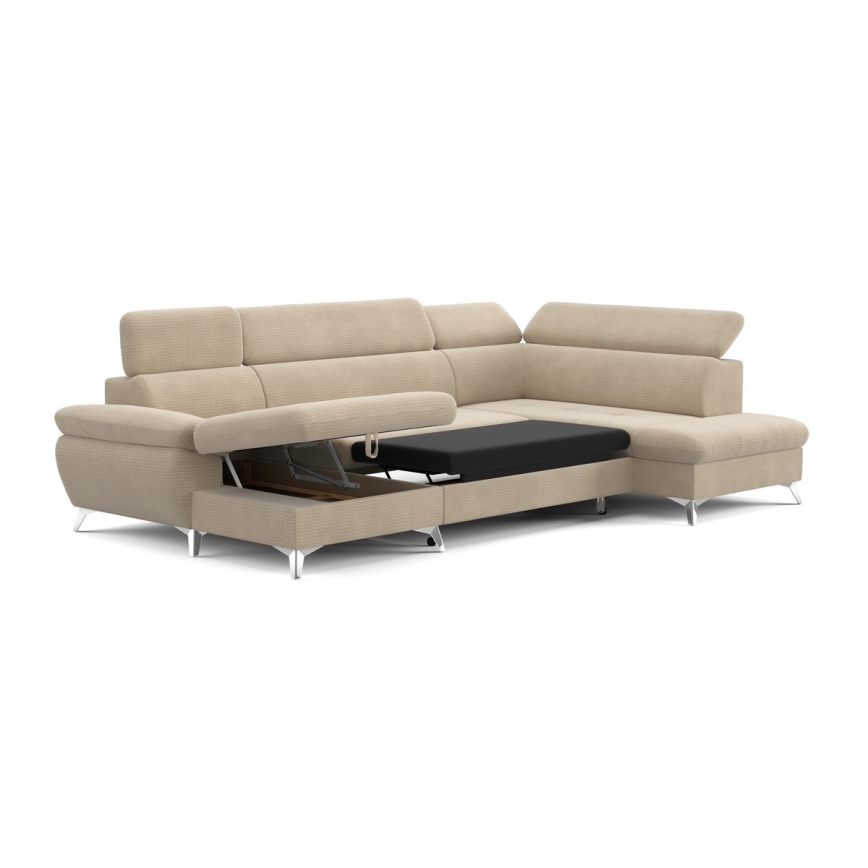 Kulmasohva U-mallinen CATANIA, oikea, beige, säilytystilalla