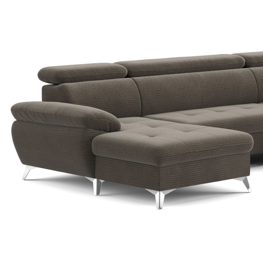 Kulmasohva U-mallinen CATANIA, oikea, ruskea, säilytystilalla ja avattava