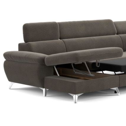 Kulmasohva U-mallinen CATANIA, oikea, ruskea, säilytystilalla ja avattava