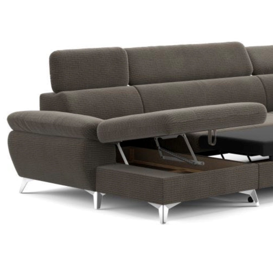 Kulmasohva U-mallinen CATANIA, oikea, ruskea, säilytystilalla ja avattava