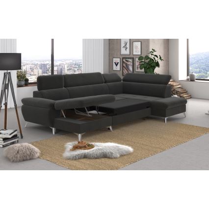 Kulmasohva U-mallinen CATANIA, oikea, säilytystilalla, grafiitinharmaa