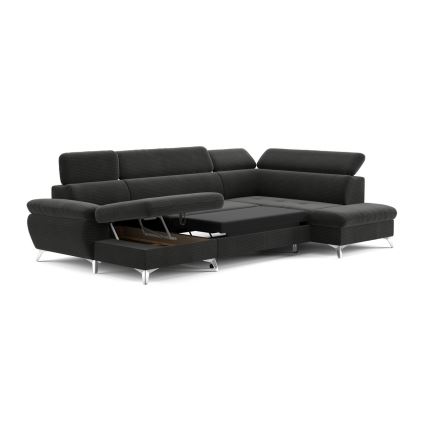 Kulmasohva U-mallinen CATANIA, oikea, säilytystilalla, grafiitinharmaa