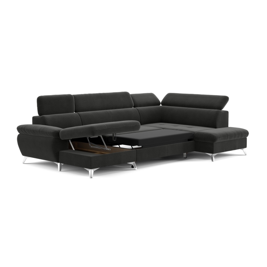 Kulmasohva U-mallinen CATANIA, oikea, säilytystilalla, grafiitinharmaa