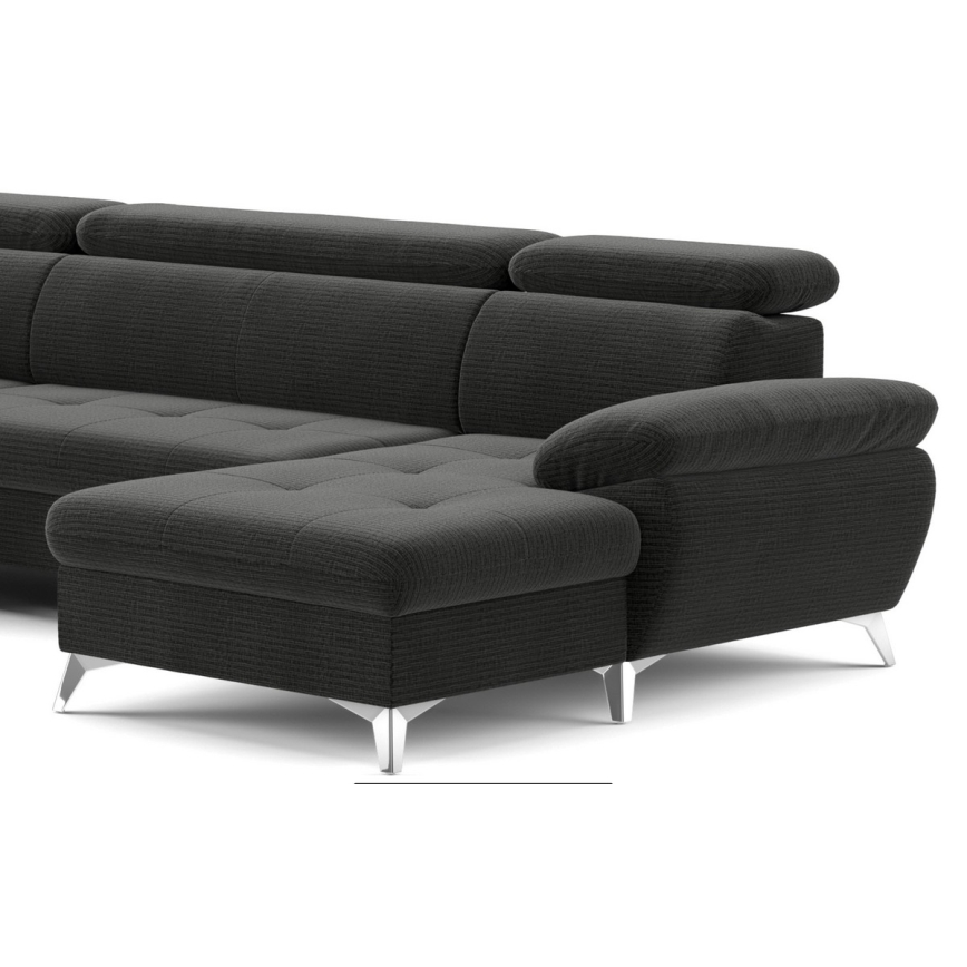 Kulmasohva U-mallinen CATANIA, vasen, grafiitinharmaa, säilytystilalla