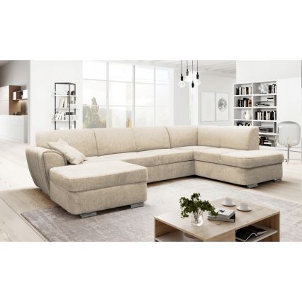 Kulmasohva U-mallinen SERPA, oikea, beige, säilytystilalla