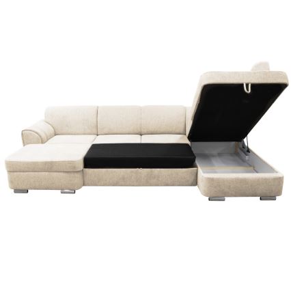 Kulmasohva U-mallinen SERPA, oikea, beige, säilytystilalla