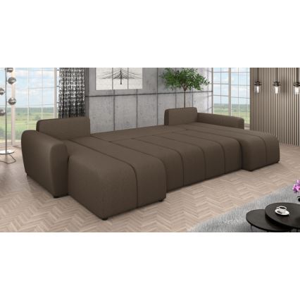 U-muotoinen, verhoiltu ja käännettävä vuodesohva NEWPORT, ruskea