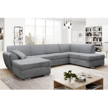 U-muotoinen vuoteeksi avattava kulmasohva säilytystilalla SERPA oikeanpuoleinen harmaa