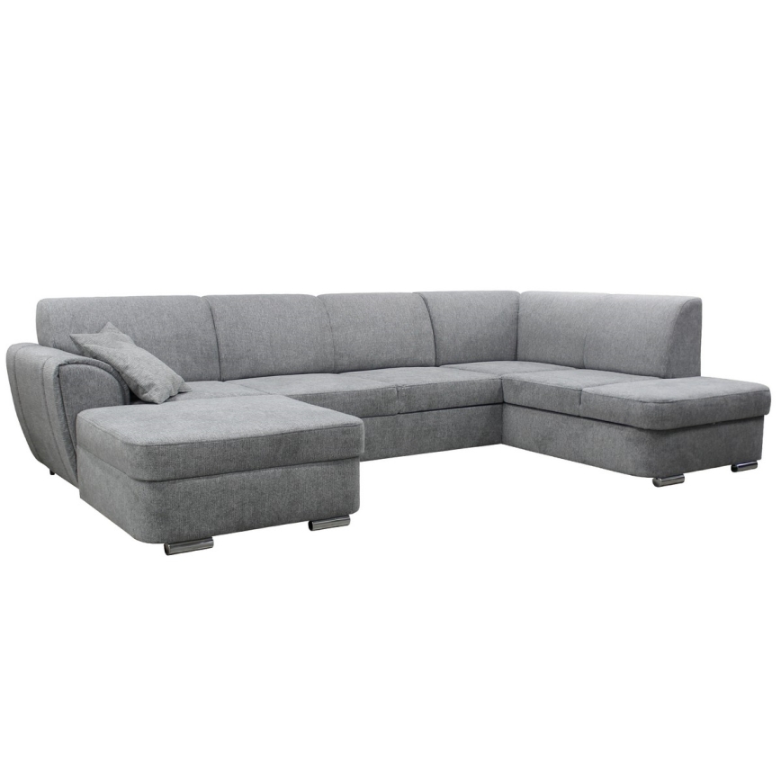 U-muotoinen vuoteeksi avattava kulmasohva säilytystilalla SERPA oikeanpuoleinen harmaa