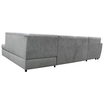 U-muotoinen vuoteeksi avattava kulmasohva säilytystilalla SERPA oikeanpuoleinen harmaa