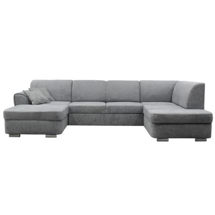 U-muotoinen vuoteeksi avattava kulmasohva säilytystilalla SERPA oikeanpuoleinen harmaa