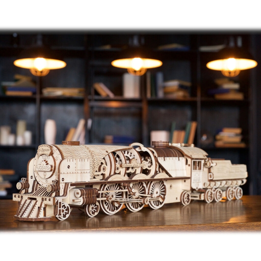 Ugears - 3D puinen mekaaninen palapeli V-Express höyryveturi