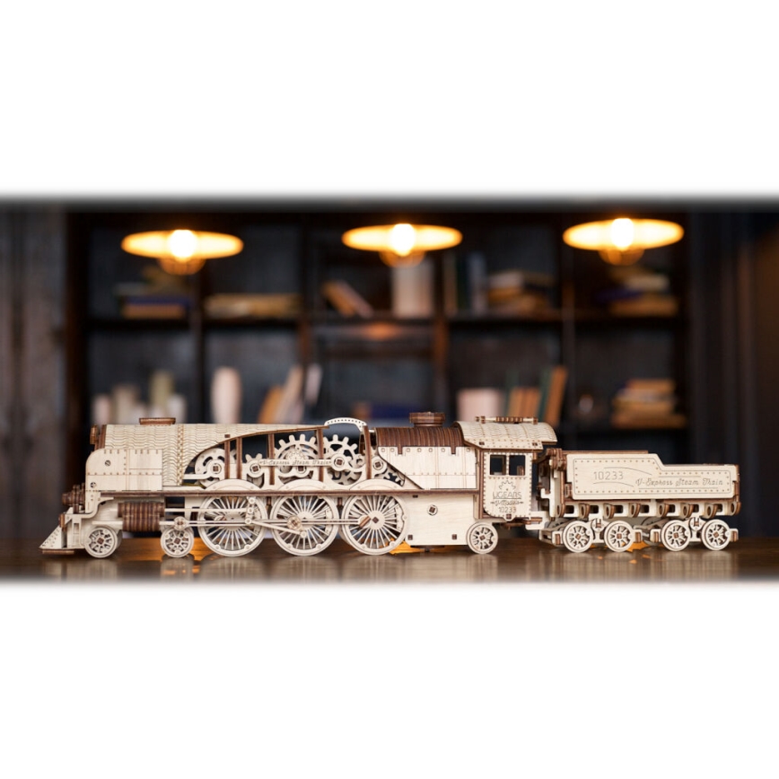 Ugears - 3D puinen mekaaninen palapeli V-Express höyryveturi
