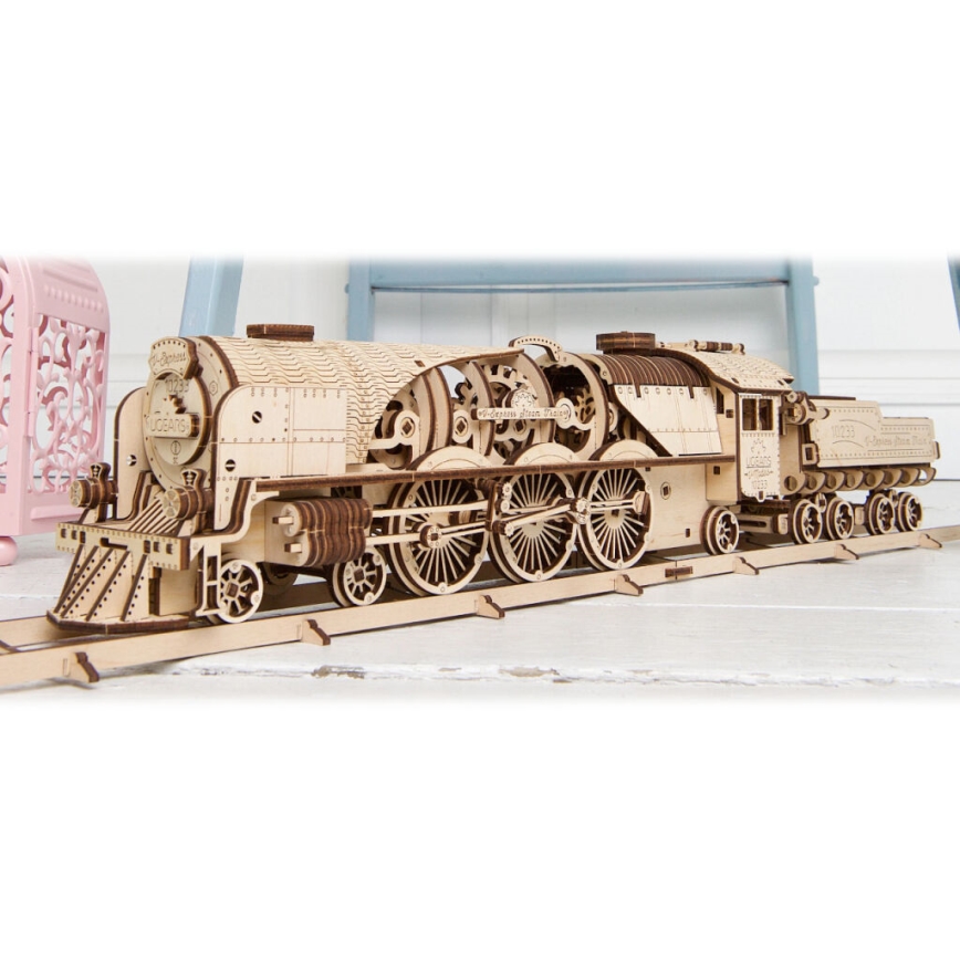 Ugears - 3D puinen mekaaninen palapeli V-Express höyryveturi