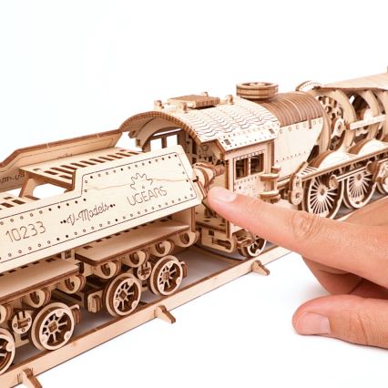 Ugears - 3D puinen mekaaninen palapeli V-Express höyryveturi