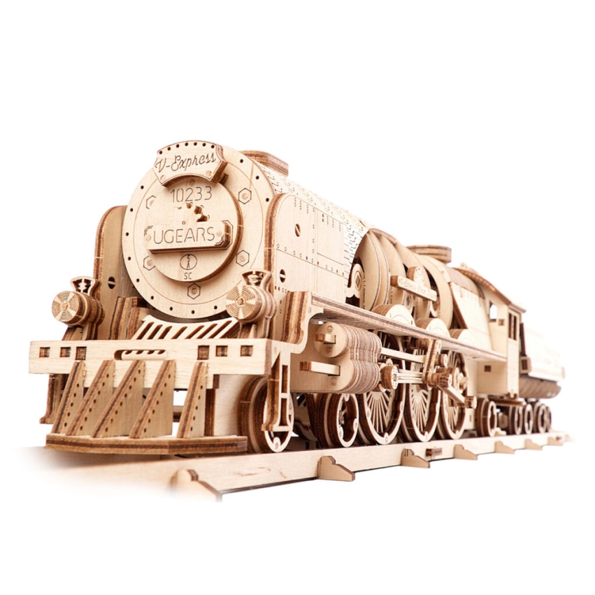 Ugears - 3D puinen mekaaninen palapeli V-Express höyryveturi