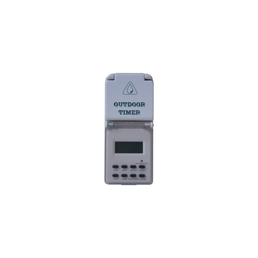 Ulkoilma-aikakytkin digitaalinen viikoittain 16A/230V IP44 200 mAh
