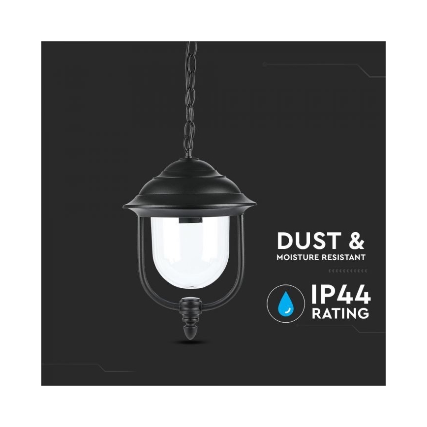 Ulkokattokruunu ketjulla 1xE27/60W/230V IP44 musta